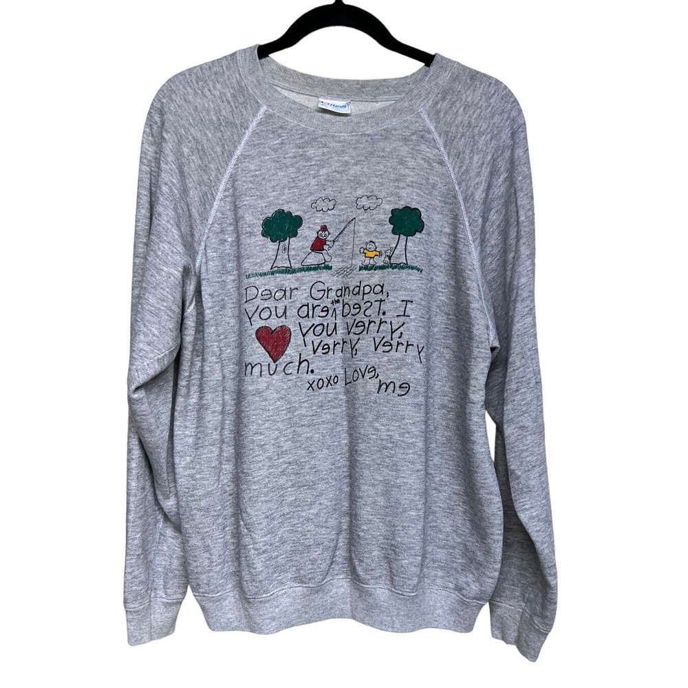 Vintage Dear Grandpa You Are The‎ Best. I ❤️ You Verry Much Sweatshirt Gray XL